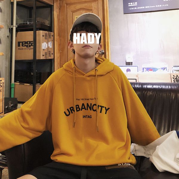 

2019 spring new style hong kong style couples lettered printed hoodie youth students loose-fit hooded coat, Black