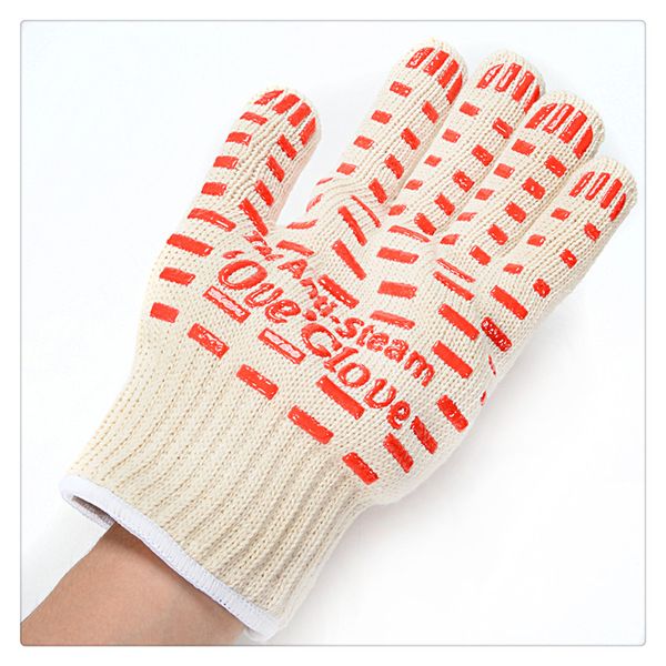 

1pc heat resistant oven glove with non-slip red silicone grip for cooking baking grilling size new