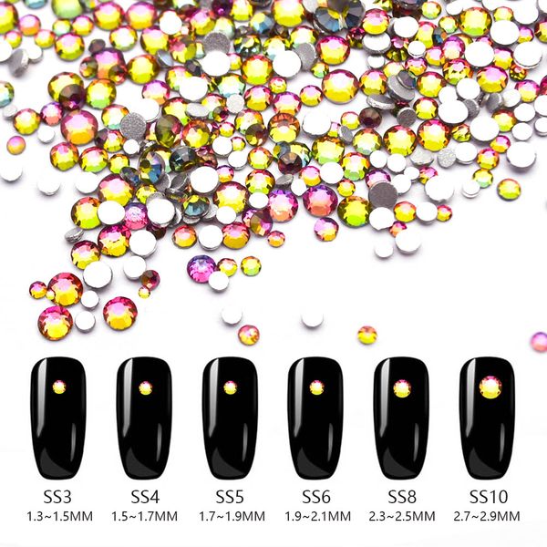 

ss3~ss10 mixed size flame rhinestones for nails flat-back crystal strass 3d charm diy manicure nail art decorations mjz2163, Silver;gold
