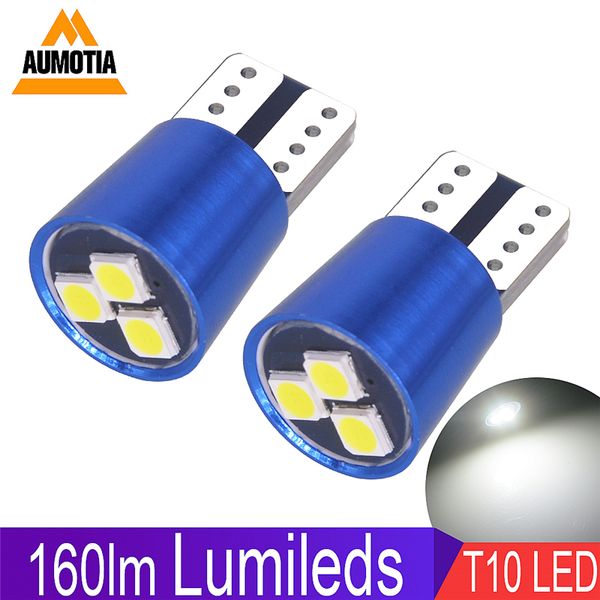 

100x t10 car led light w5w 3 leds 3030 smd 160lm auto turn side license plate light marker lamp dc12v