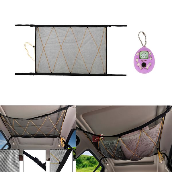 

90x65cm car roof ceiling cargo net mesh pouch elastic for van truck