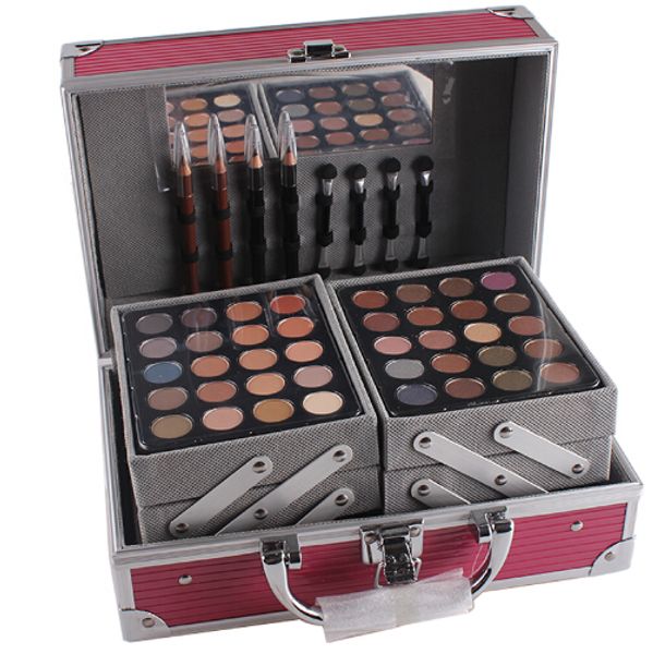 MISS ROSES Set trucco professionale Scatola in alluminio con palette contorno ombretto fard per kit regalo truccatore MS004