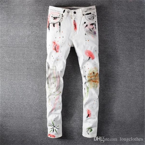 

fashion vintage designer jeans ripped jeans pants slim fit distressed hip hop men jeans male novelty streetwear jean trousers dsqua, Blue