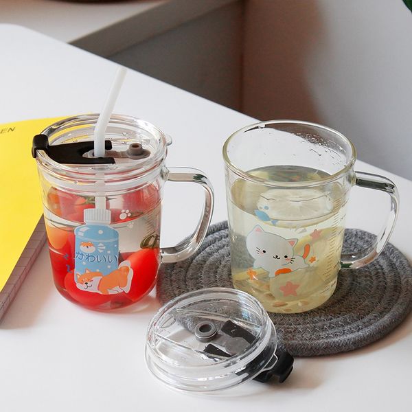 

cartoon 400ml kid milk scale cup student water bottle beer coffee mugs children milk mug with lid with straw dhl ing
