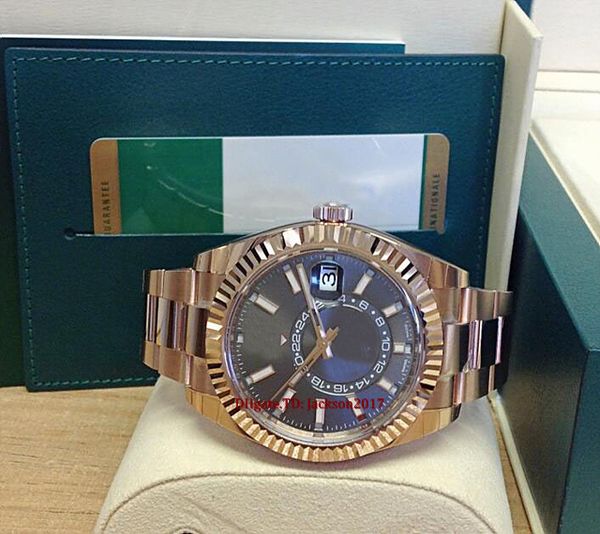 

original box certificate mens watches sky-dweller 326935 rose gold rhodium dial 42mm asia 2813 movement automatic, Slivery;brown