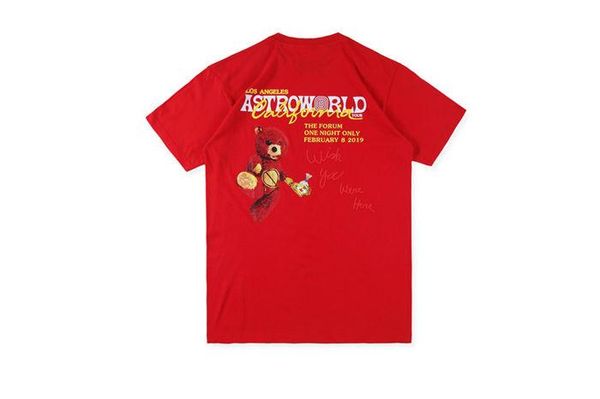 

sleeve hiphop mens tees astroworld travis fashion bear mens tshirts letters print mens o-neck short, White;black