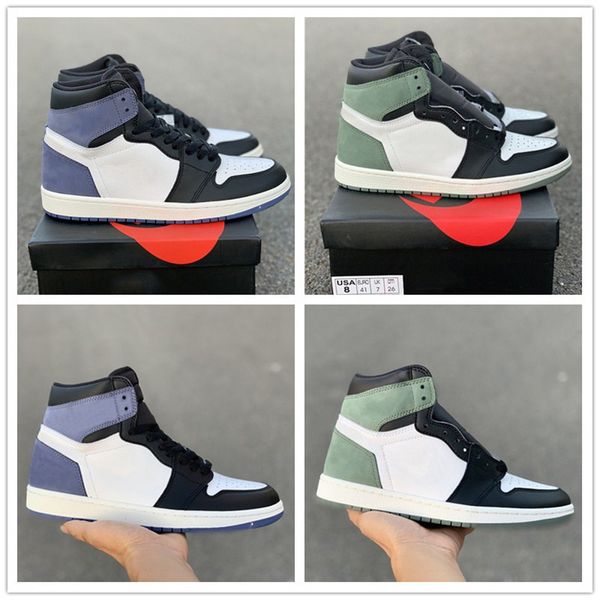

2019 high basketball shoes 1s og blue moon clay green deerskin fashion designer mens athletic sports sneakers size 7-11