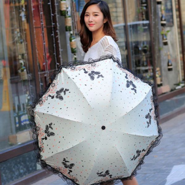 

new girl umbrellas women rain butterfly fairy umbrella modern fashion women's umbrella lace female parasol gift
