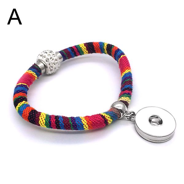 

interchangeable magnet 247 fabric retro fashion fit 18mm snap button bracelet bangle charm jewelry for women men gift, Black