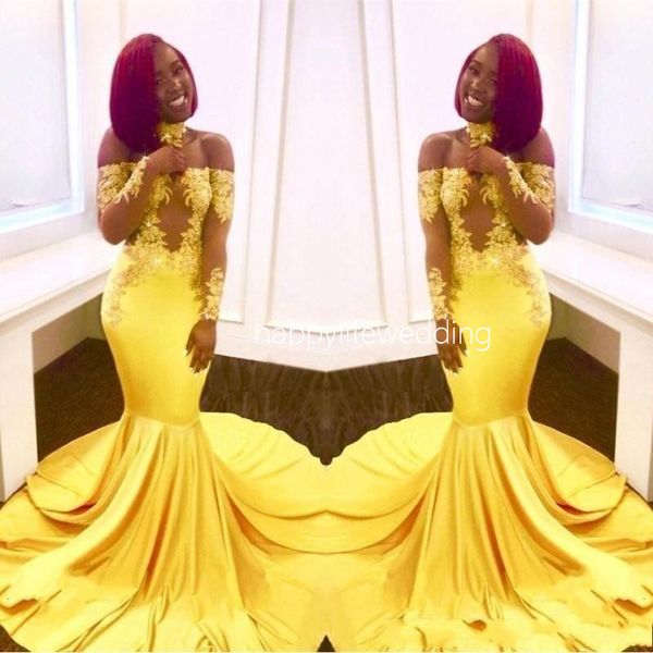 

черные девушки русалка пром платья шнурок длинные рукава backless атласная длина пола формальное партии wear 2020 sexy желтый вечерние плать, Black