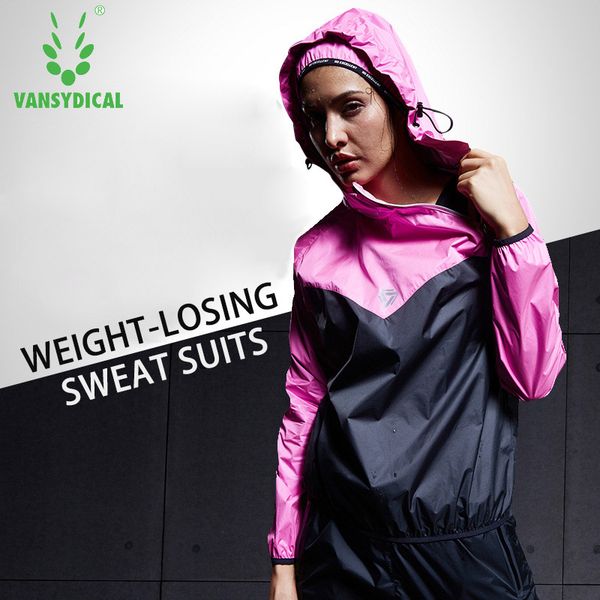 

vansydical 2020 weight losing sports suit running sweat suits for men women fitness gym running jackets sportswear yoga suits, Black;blue