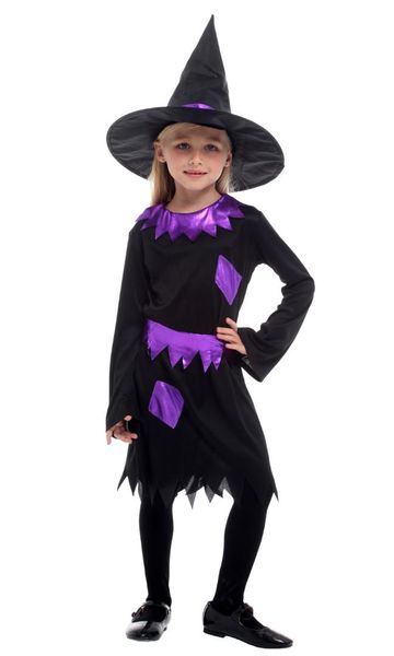 

shanghai story kids girls halloween witch costumes christmas carnival masquerade fancy dress children magician wizard cosplay, Black;red