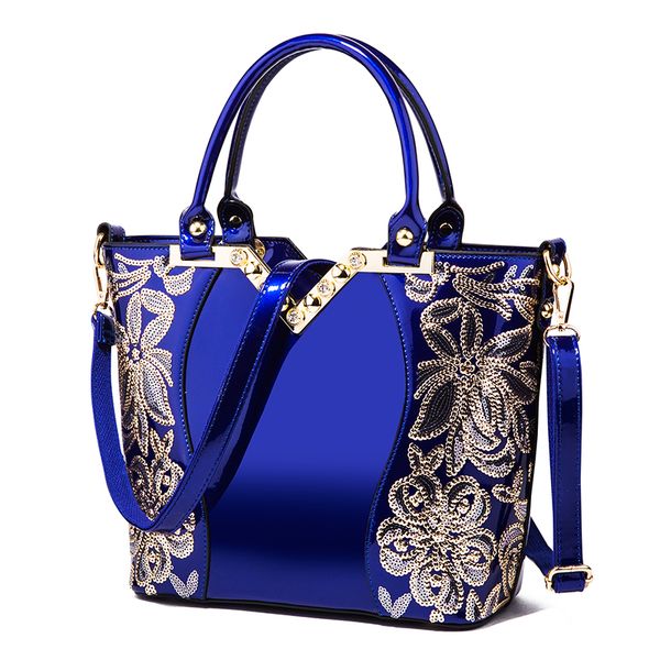 

ceossman luxury women patent leather handbags sequin embroidery shoulder crossbody bag designer lady messenger tote