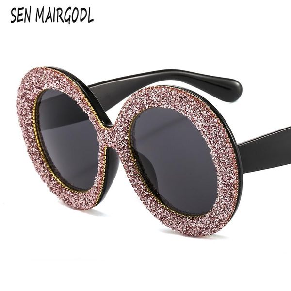 

oversized diamond round sunglasses women 2020 big frame men sun glasses blue green party shads uv400, White;black