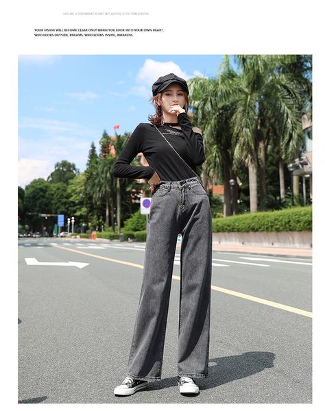 

orchid grey women's tailored waist and hip princess jeans bk3776, Blue