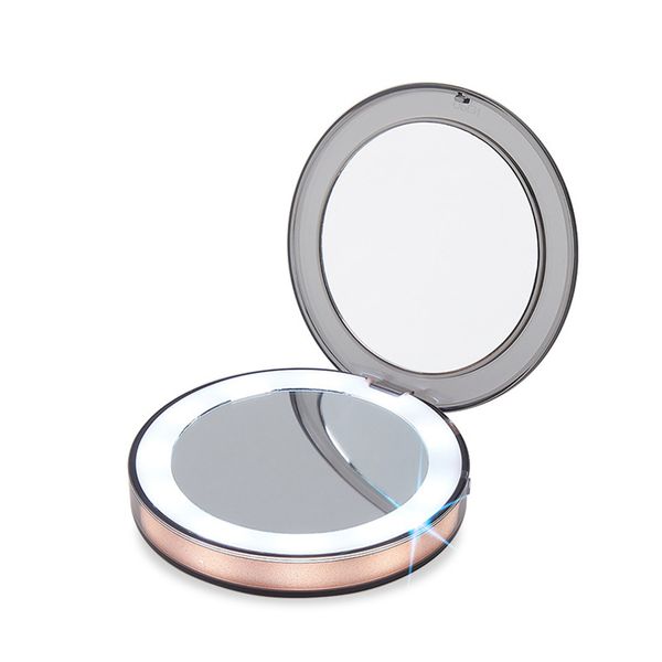 

2019 new arrival led lighted mini makeup mirror 3x magnifying compact travel portable en ing lighting makeup mirror