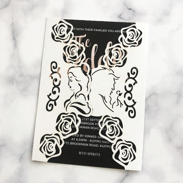 

15pcs bride and groom laser cut wedding invitation cards luxury greeting card customized favors wedding decoration party supplies, Black