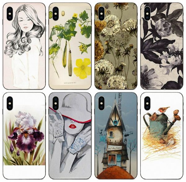 

tongtrade] vintage watercolor set painted case for iphone 11 pro max x xs xr 8 7 6s 5s plus samsung a10s a10e huawei y5 sony xperia e5 case