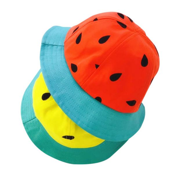 

2020 new summer baby kids boys girls cotton cute cartoon watermelon cap toddler spring bucket hat sun cap unisex, Yellow