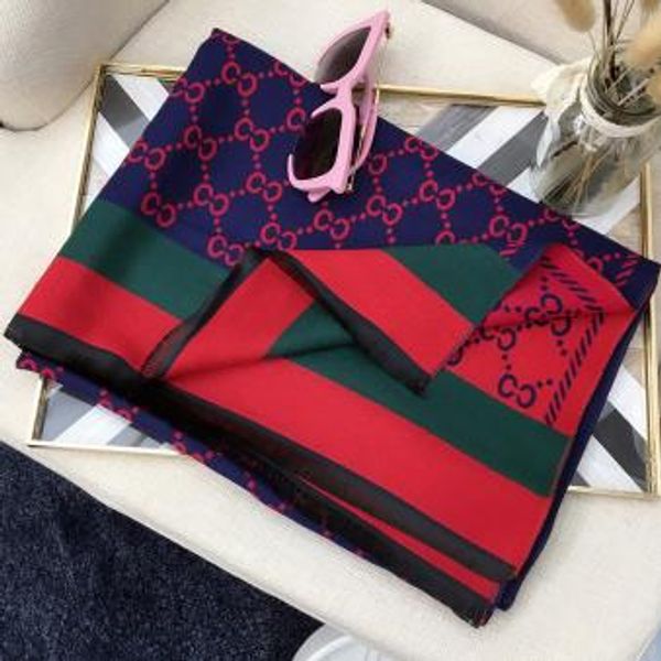 

2019 cashmere classic stripe brand design cashmere scarf fashion women's long thickened cashmere bib shawl 190cm * 65cm, Blue;gray