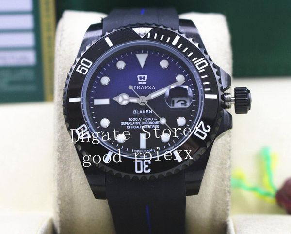 

mens automatic asia 2813 sapphire crystal blaken watch men dive blue black dial pvd rubber sub 116610 sport perpetual baselworld watches, Slivery;brown