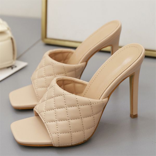 

slippers 2021 summer women 10.5cm high heels stripper mules shales platform slides stiletto fashion nude party shoes, Black