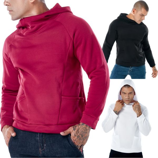 

mens solid color long sleeve hooded sweatshirts for hoodie men casual fashion hoodies 3 colors, Black