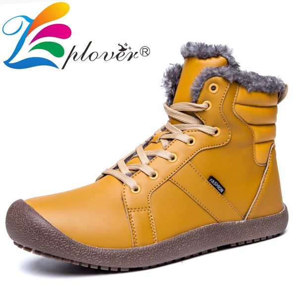 

winter shoes men with fur bubber snow boots men leather ankle boots for winter warm waterproof safety work shoes, Black