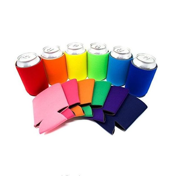

solid color neoprene foldable stubby holders beer cooler bags for wine food cans cover kitchen tools da132