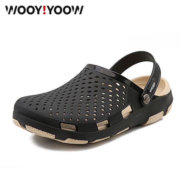 

summer new men's sandals slippers hole shoes large size jelly shoes light soft bottom beach men's flip-flops, Black