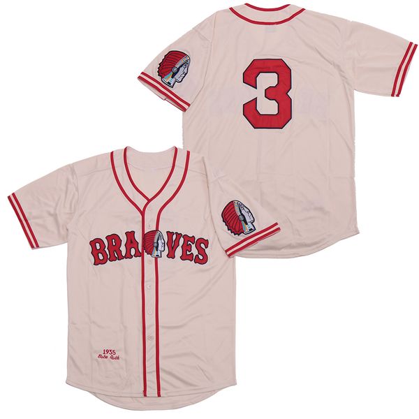 

babe ruth #3 braves 1935 throwback jersey rice yellow embroidery breathable fast stock delivery, Blue;black