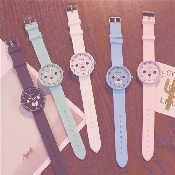 

cute kids watches for girl boy cartoon bear dial quartz designer wrist watch silicone jelly children casual hours lady watches, Slivery;brown