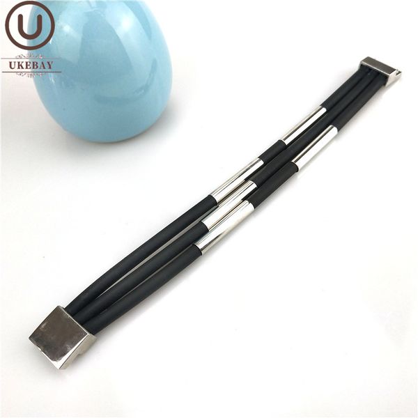 

ukebay 2020 new copper tube accessories charm bracelets women black rubber bracelet punk bracelet 3 chains birthday gift jewelry