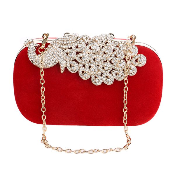

women peacock evening handbags party sparkly clutch purse shoulder cross bag long square red sliver hasp chain jewelry bags