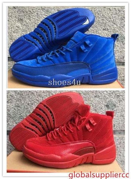 

new new 12 xii premium deep royal blue red suede men s basketball shoes sneakers women dan 12s shoes size 5.5-13