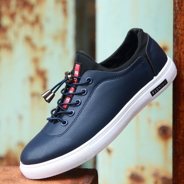

new arrive men causal shoes fashion breathable sneakers fashion flats all black white men's leather casual loafer shoes yt-37