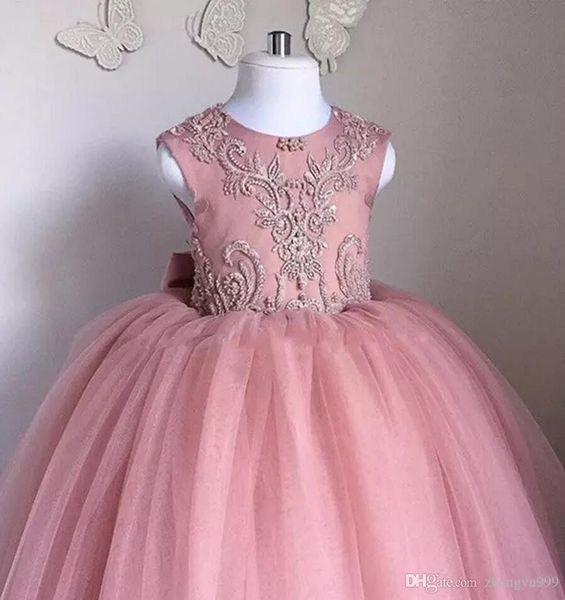 Довольно милые румяные розовые платья для девочек с большими блестками и пайетками из тюля с пышными бальными платьями для девочек на свадьбу