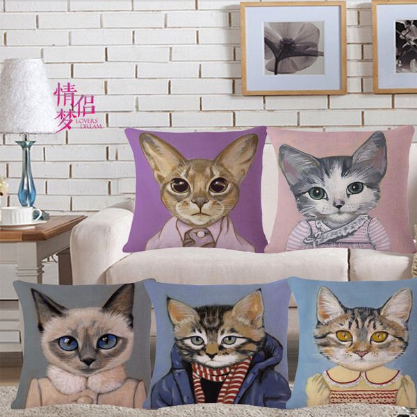 

originality cartoon the cat and dog animal cotton flax pillow back cushion backrest
