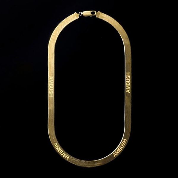 

statement ambush young herringbone necklace joint letter pendant hip hop jewelry cool handsome men women bijoux party gifts, Golden;silver