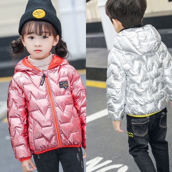 

dvtgm 2019 winter children's children's cotton clothes glitter thickened children space silver color bronzing down tong mian yi do, Blue;gray