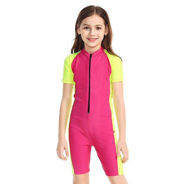

children's swimwear sbart short sleeve children swimsuit one piece swim wear kids bathing suit girls swimming for boy front zipper