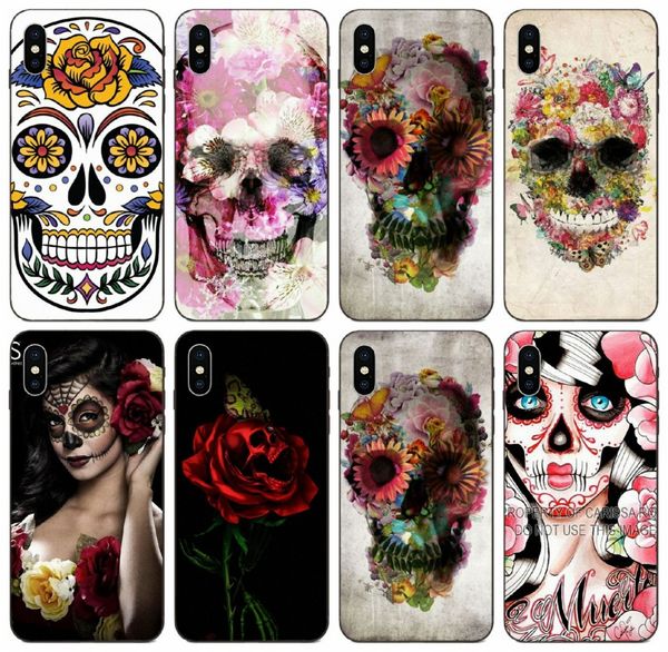 

[tongtrade] sugar skull floral flower case for apple iphone 11 pro x xs max 8 7 6 5 4 samsung j4 j6 j8 huawei gr3 gr5 2017 lg k10 cover case