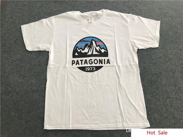 

мода марка мужские женские футболки патагонии 1973 пейзажные печать tshirts с коротким рукавом мужские скейтборд streetwear тройники hip hop, White;black