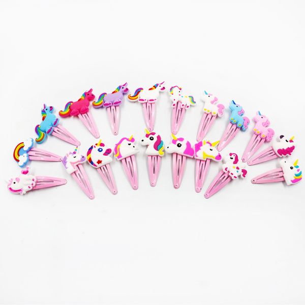 Nette Mädchen cartoon pferd Clip Baby Kinder Haarspangen PVC BB Rosa Haarnadeln Kinder Haar Zubehör Schöne Geschenke Dekor M2216