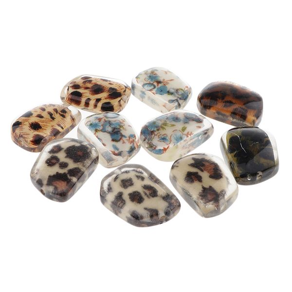 

10x drilled leopard bead resin beads for earrings pendants jewelry making
