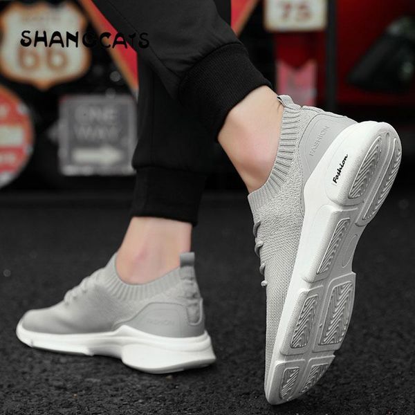 

sock shoes men casual shoes woven men sneakers without lace fashion for flats casual tenis masculino adulto f45, Black
