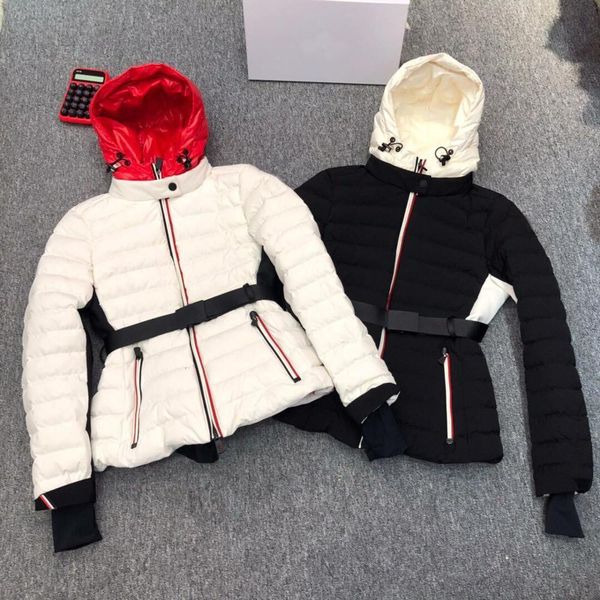 

ski down jacket winter jacket women collar hooded down coat black white female down parkas waterproof womens short snow outwear