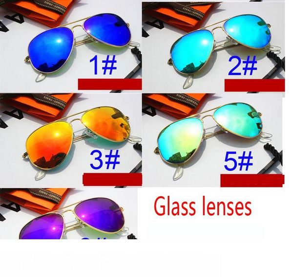 

1set summer men dazzle colour sunglasses case outdoors fashion women driving sunglasses uv400 5colors with original packing ing, White;black