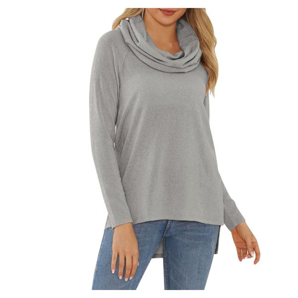 

ladies and blouses 2019 women casual solid color pullover long sleeve loose hooded sweater #3, White