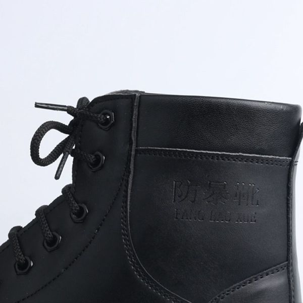 

thick wool work shoes waterproof men working boots leather winter boots men safety military shoes zapatos de seguridad, Black